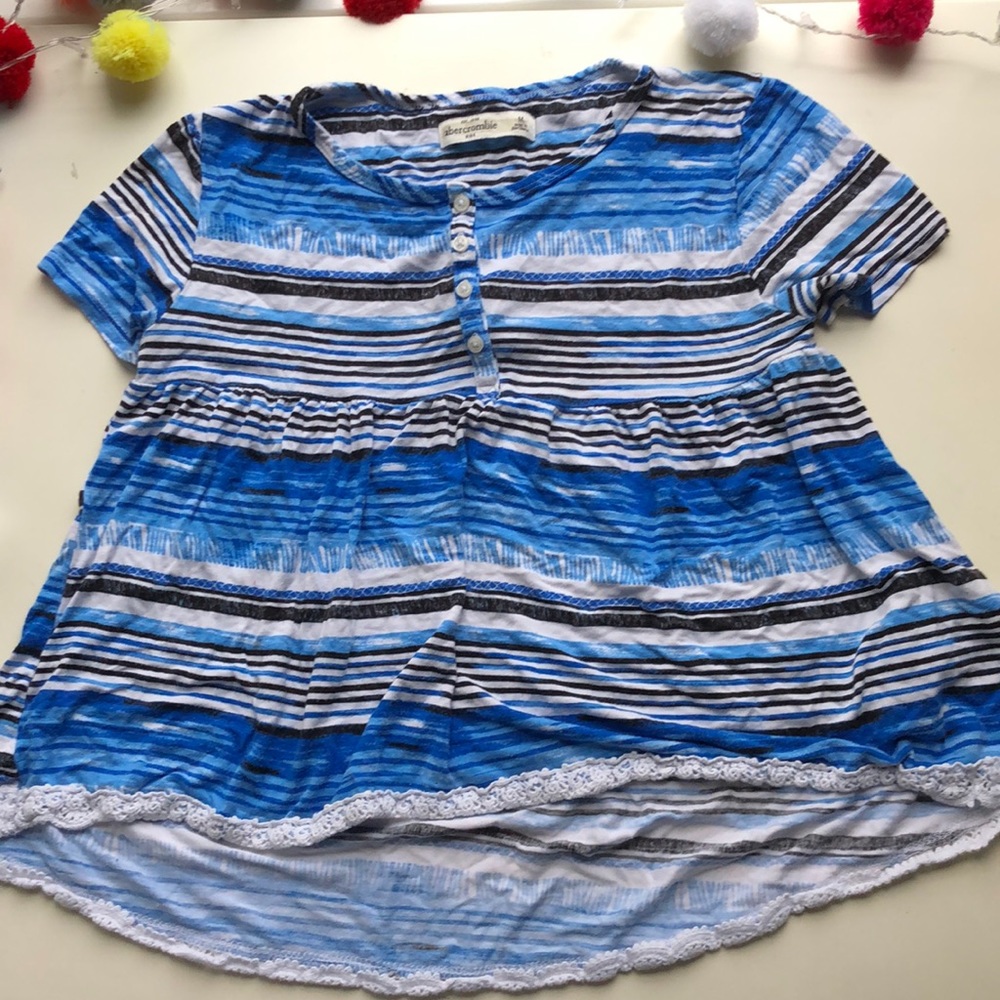Abercrombie blue striped beach shirt
